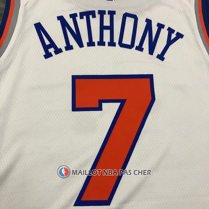 Maillot New York Knicks Carmelo Anthony NO 7 Association Blanc